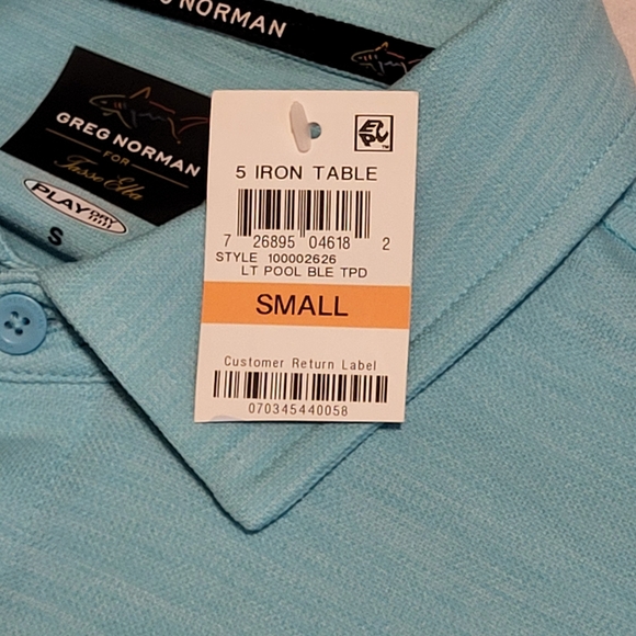(2) Greg Norman for Tasso Elba Play Dry Polo Blue Tangerine Shark Logo Golf - Picture 5 of 11